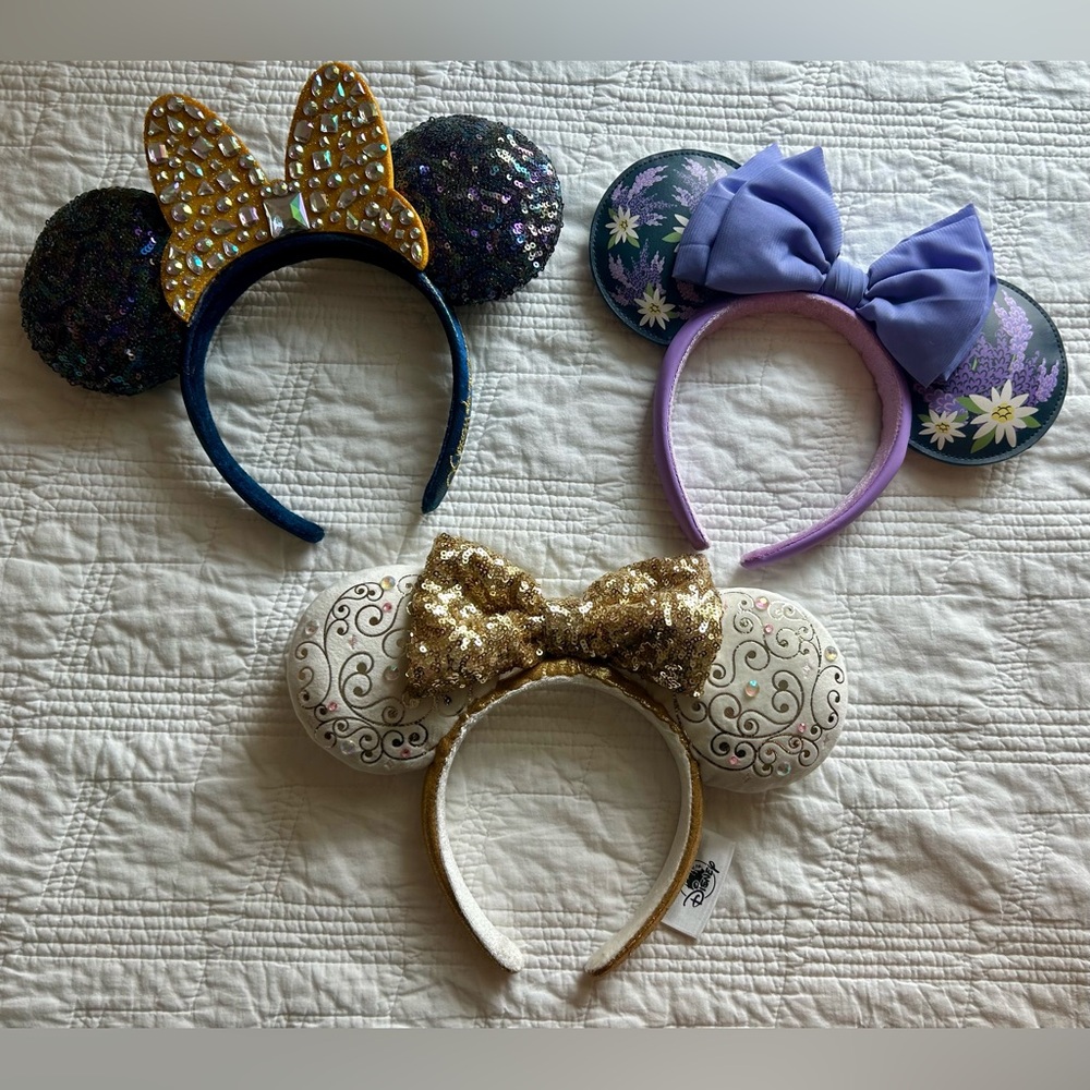 Disney Gold and White Light-Up Headband Lot 50th Lavender Epcot France Purple